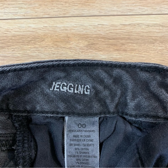 American Eagle Super Stretch Jegging Jeans Skinny Black Gray Wash Distressed 00 - Picture 9 of 12